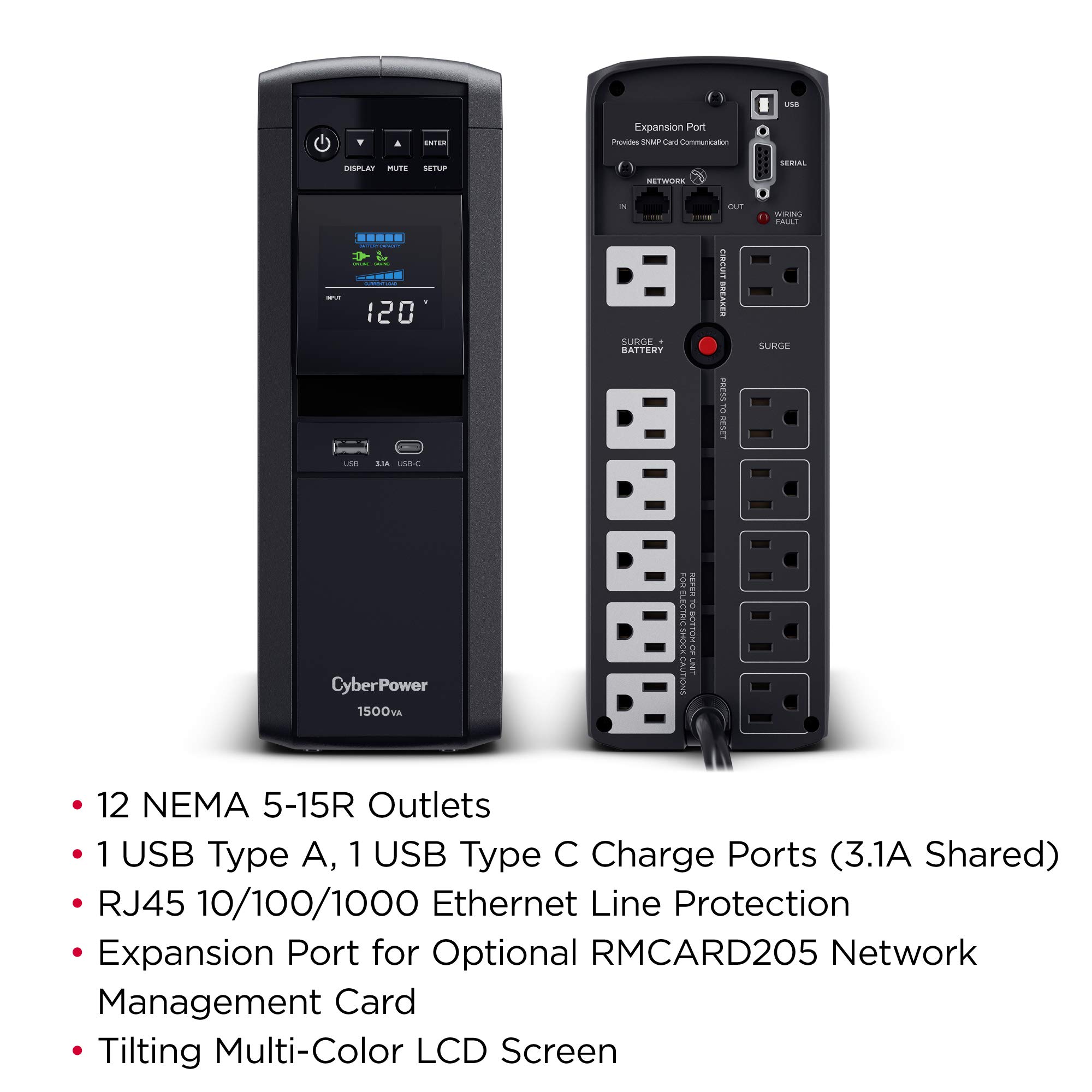 Foto 6 pulgar | Ups Cyberpower Cp1500pfclcd Pfc Sinewave 1500 Va/1000 W, Color Negro - Venta Internacional.