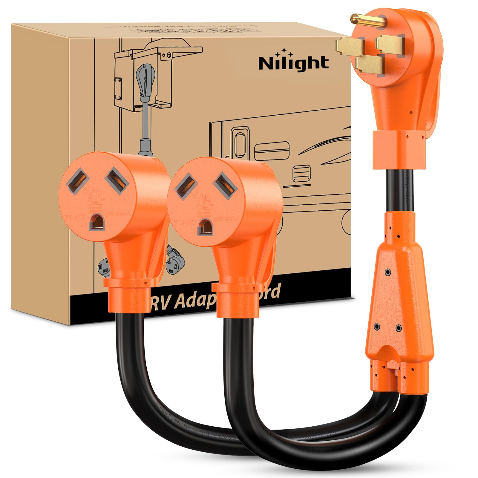 Foto 1 | Cable Adaptador Nilight, 50 A, Macho, A Dos Unidades, 30 A, Hembra, Autocaravana - Venta Internacional.