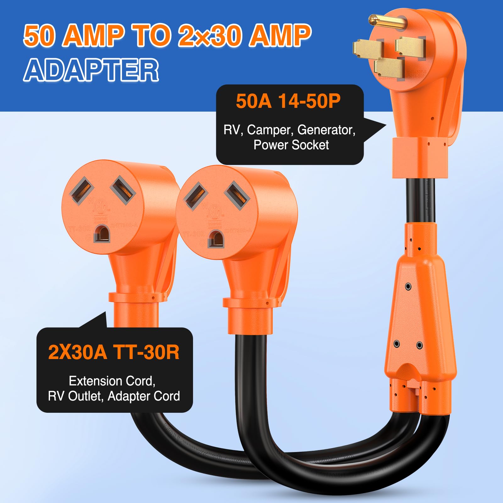 Foto 3 pulgar | Cable Adaptador Nilight, 50 A, Macho, A Dos Unidades, 30 A, Hembra, Autocaravana - Venta Internacional.