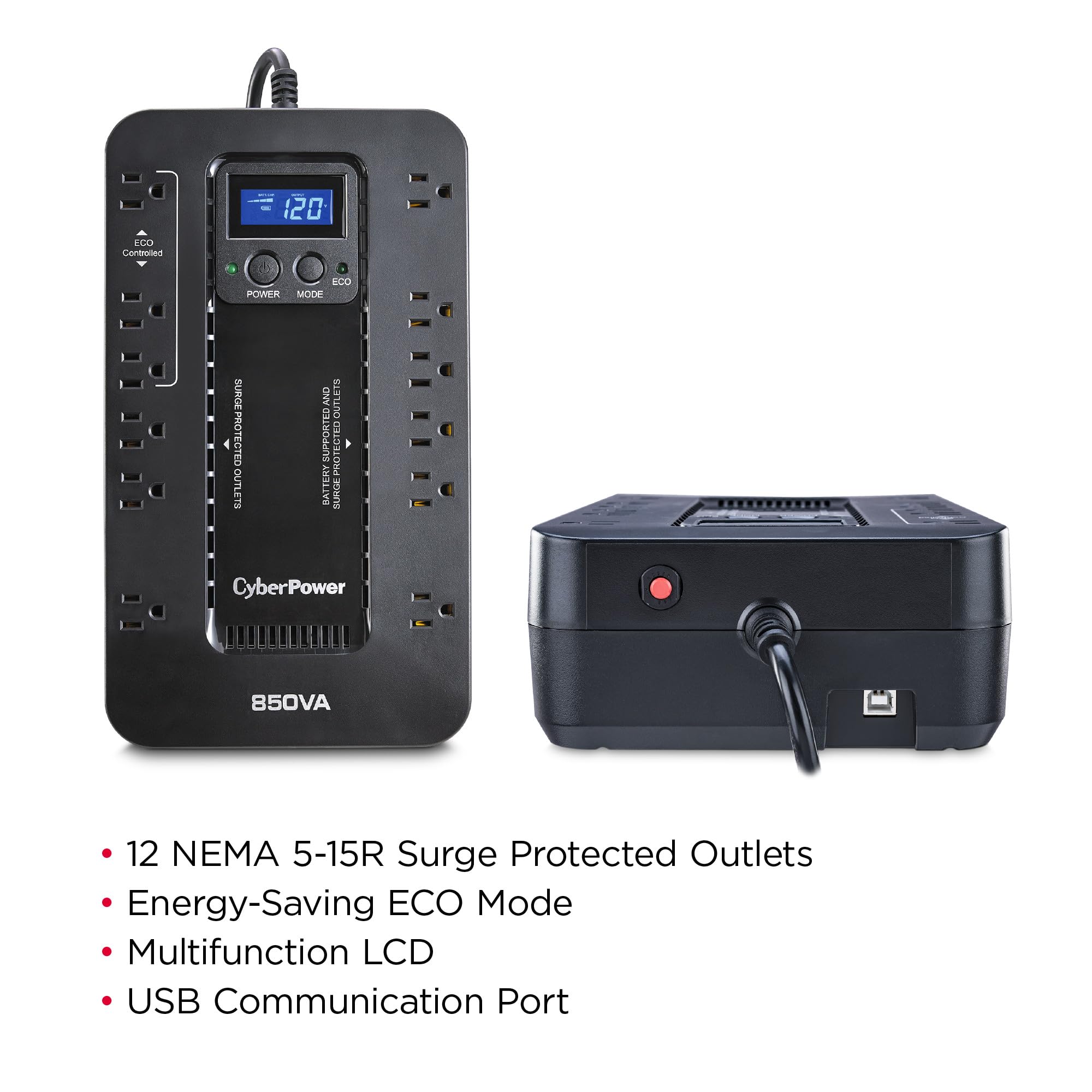 Foto 7 pulgar | Batería De Respaldo Y Protector Contra Sobretensiones Ups 850va Cyberpower Ec850lcd - Venta Internacional.