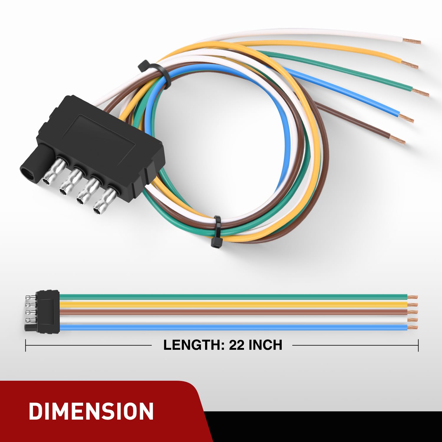 Foto 6 pulgar | Conector De Extremo De Remolque Nilight De 5 Vías, 56 Cm, 5 Pines - Venta Internacional.