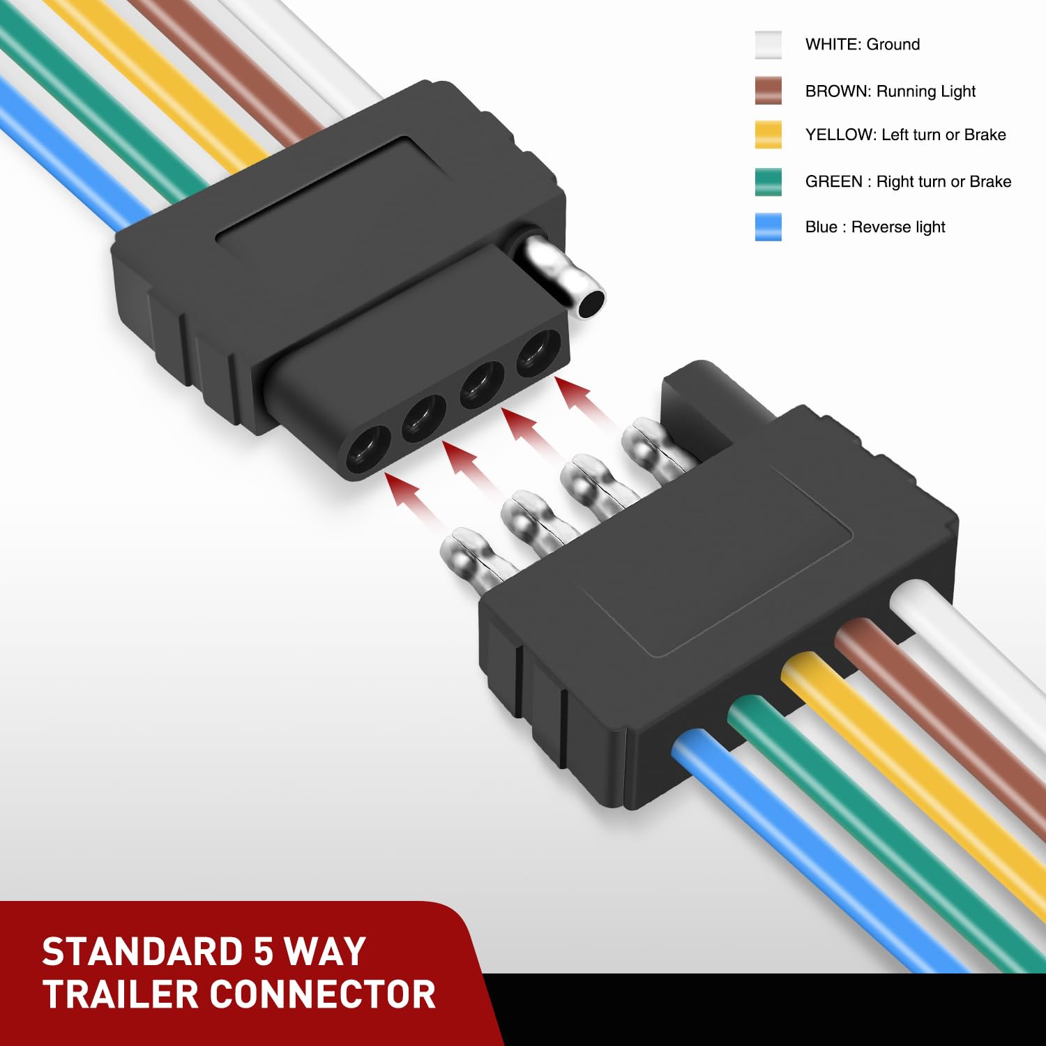 Foto 7 | Conector De Extremo De Remolque Nilight De 5 Vías, 56 Cm, 5 Pines - Venta Internacional.