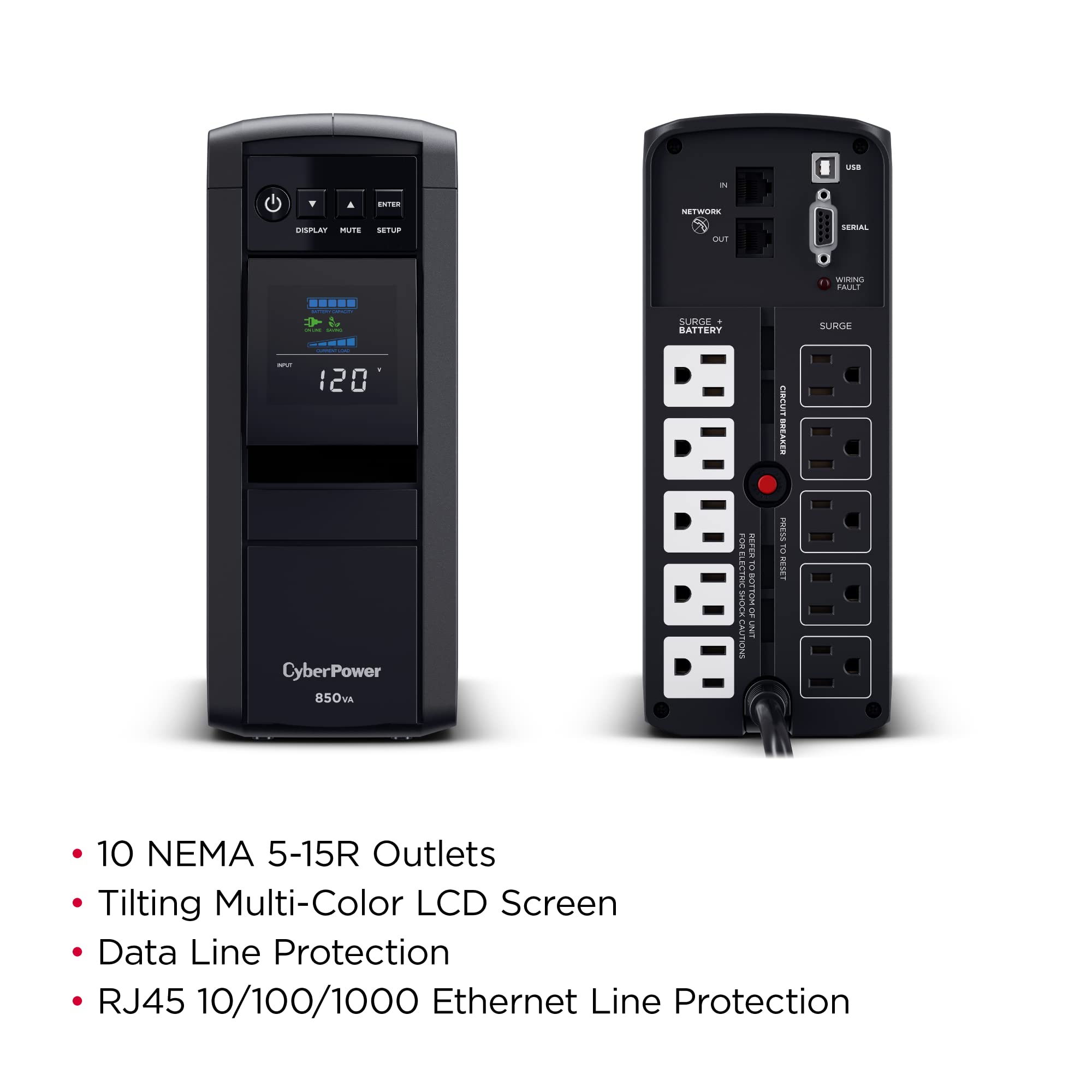 Foto 7 pulgar | Ups Cyberpower Cp850pfclcd Pfc Sinewave 850 Va/510 W, 10 Enchufes - Venta Internacional.