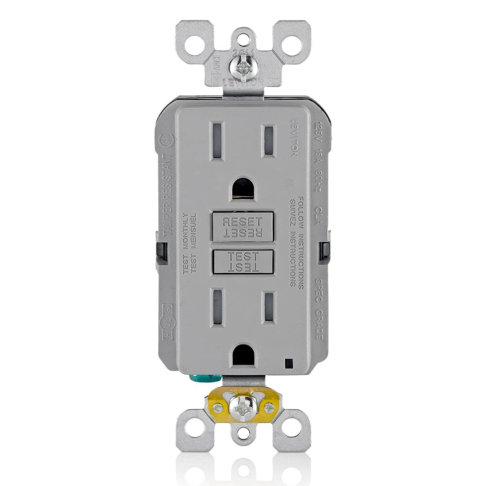 Foto 1 | Salida Gfci Leviton De 15 Amperios, Autocomprobación, Resistente A Manipulaciones, Gris - Venta Internacional.