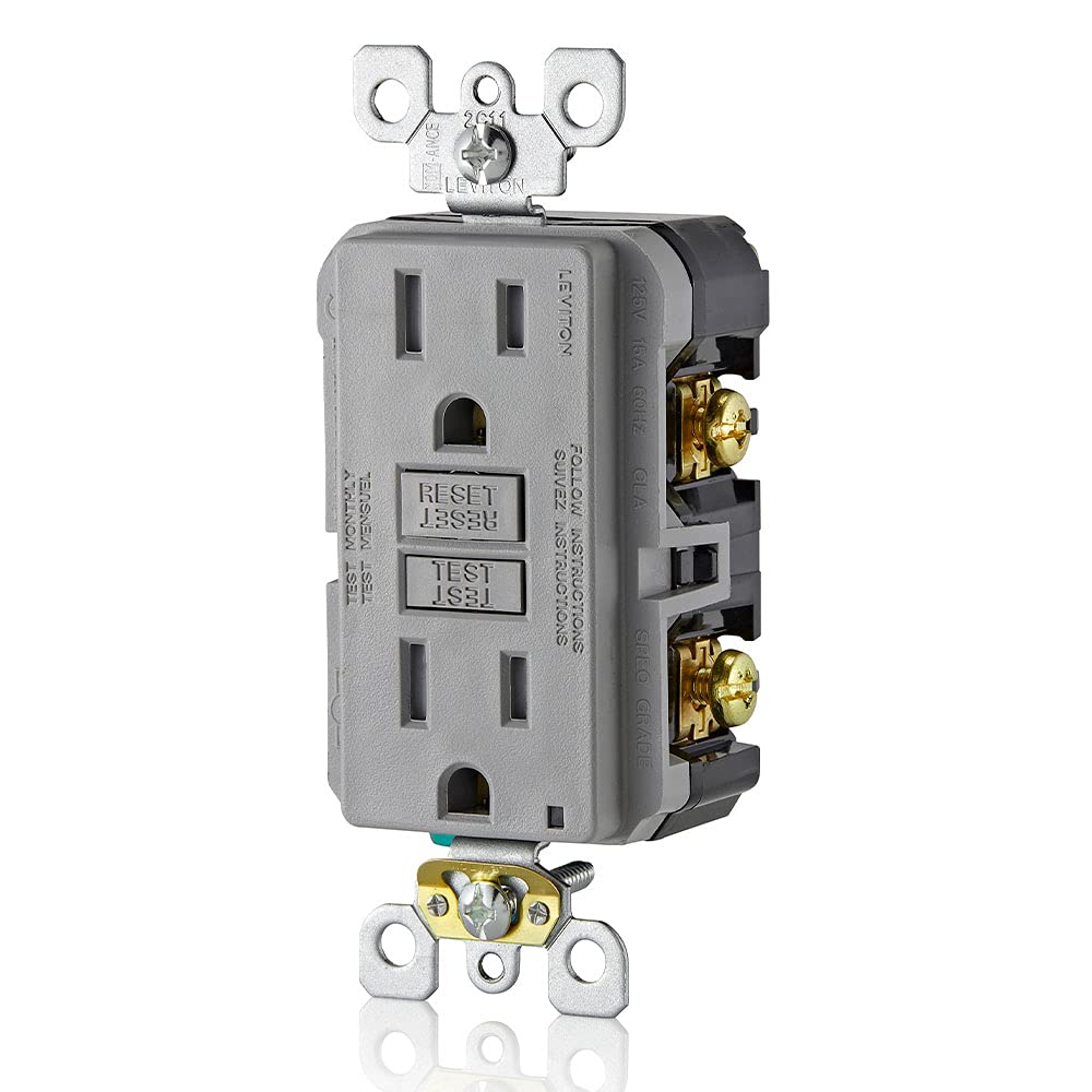 Foto 3 pulgar | Salida Gfci Leviton De 15 Amperios, Autocomprobación, Resistente A Manipulaciones, Gris - Venta Internacional.