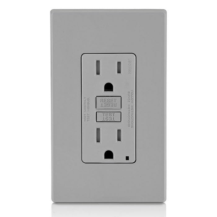 Foto 7 | Salida Gfci Leviton De 15 Amperios, Autocomprobación, Resistente A Manipulaciones, Gris - Venta Internacional.