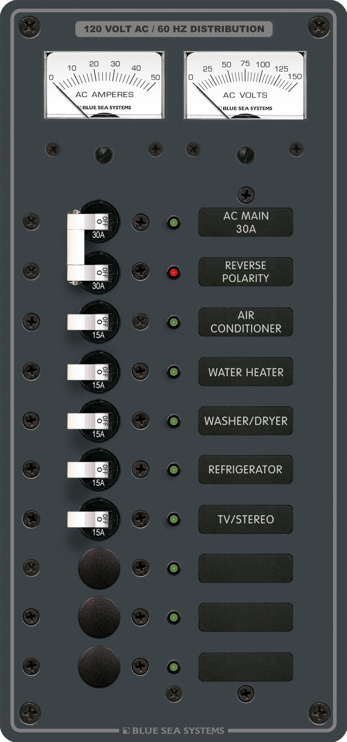 Panel Principal Ac Blue Sea Systems 8074 Con 8 Posiciones - Venta Internacional.