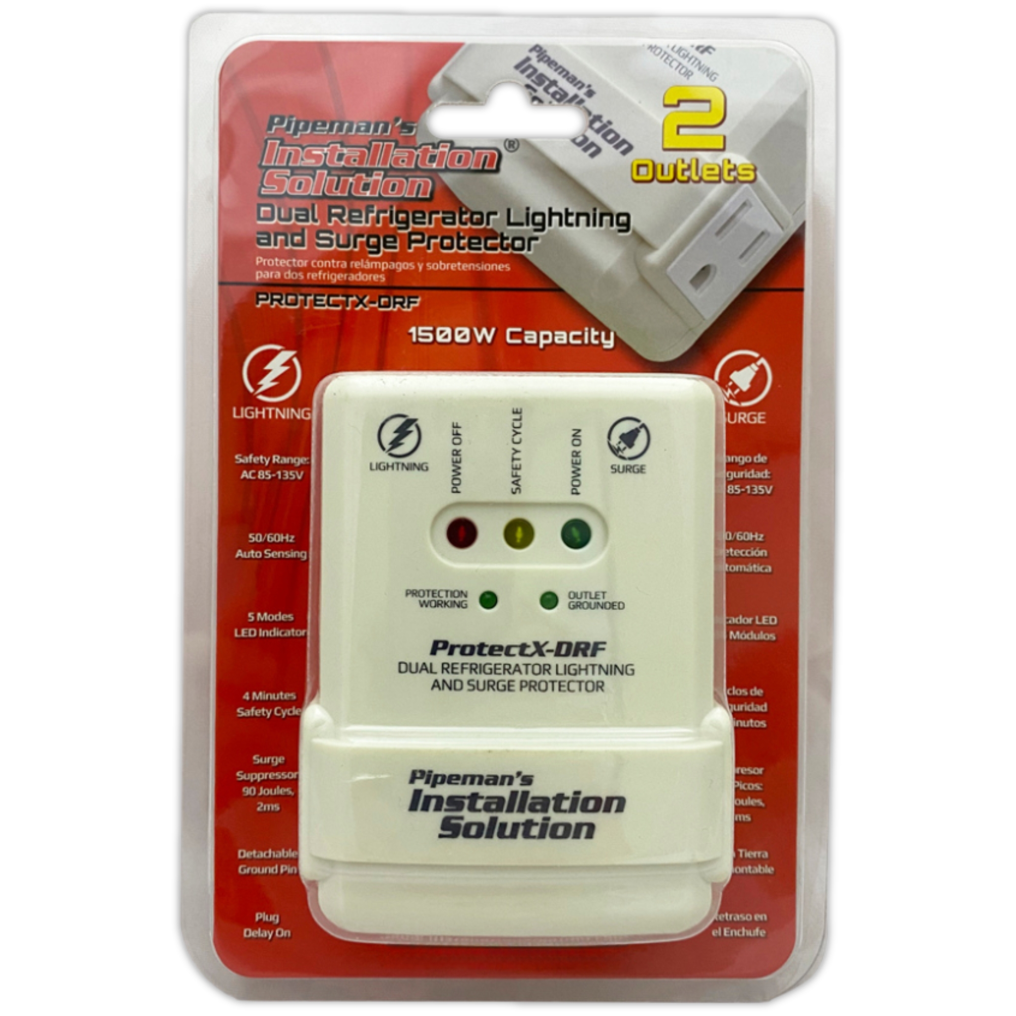 Protector De Voltaje Doble Pipeman's 1650w 115v Para Electronicos