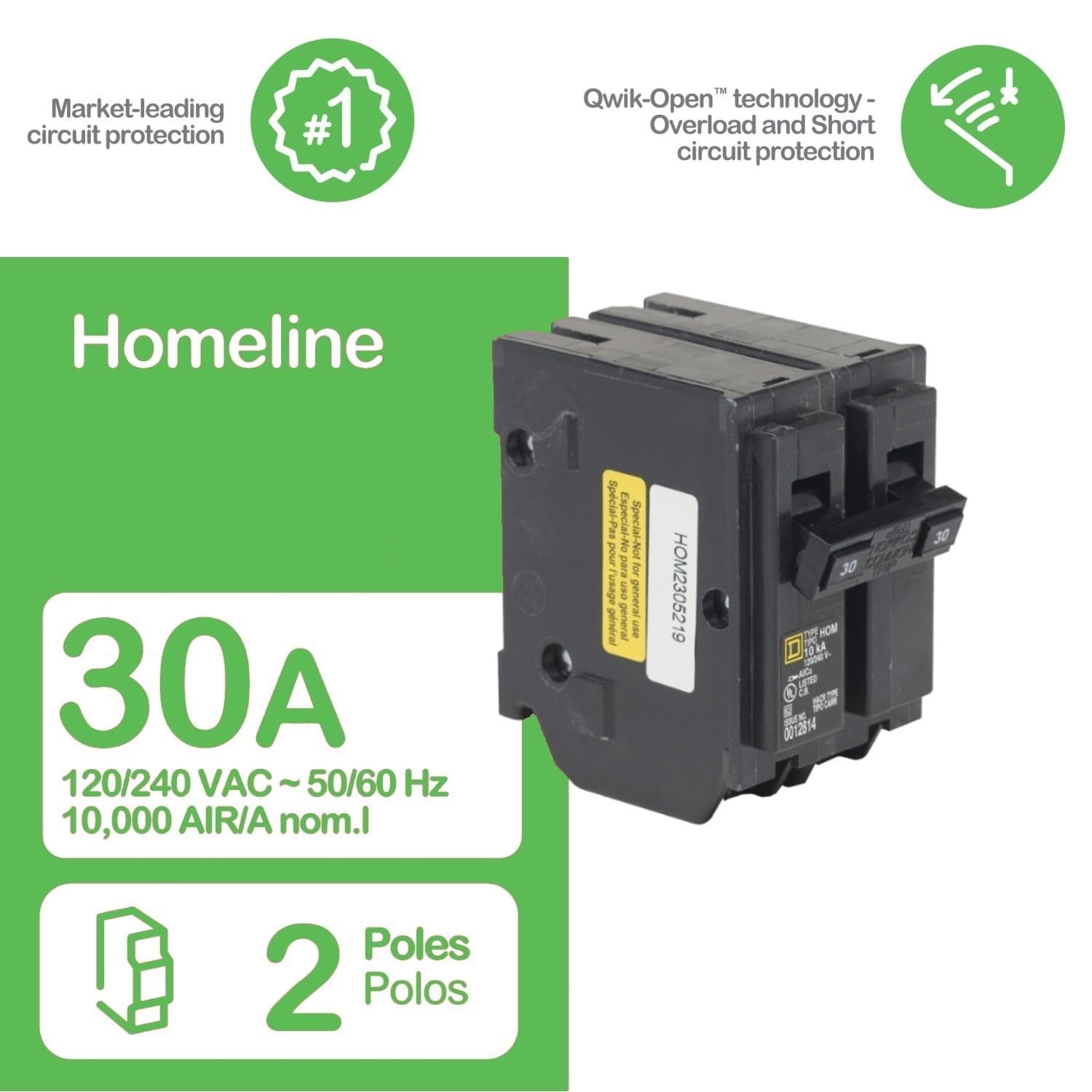 Foto 6 | Disyuntor Square D Homeline 30a Surge  2 Polos  120/240 V - Venta Internacional.