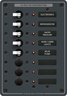 Foto 1 | Panel Dc De Metal Tradicional Blue Sea Systems 8023 Para Equipamiento De Pesca 8 Posiciones Negro - Venta Internacio