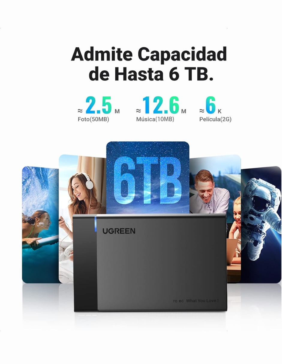 Foto 5 pulgar | Carcasa Para Disco Duro Usb 3.0 Ugreen Con Uasp 2.5'' Negro
