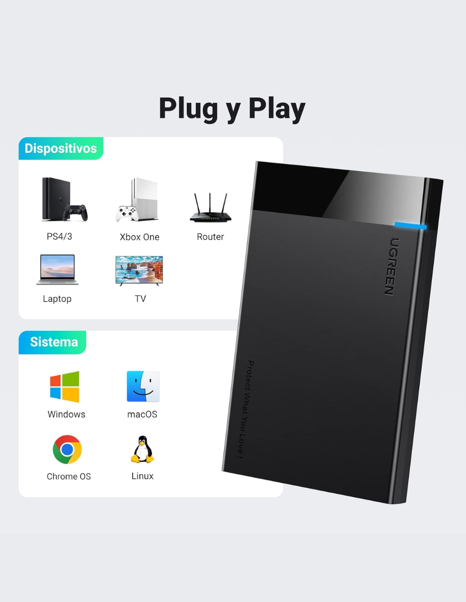Foto 6 | Carcasa Para Disco Duro Usb 3.0 Ugreen Con Uasp 2.5'' Negro