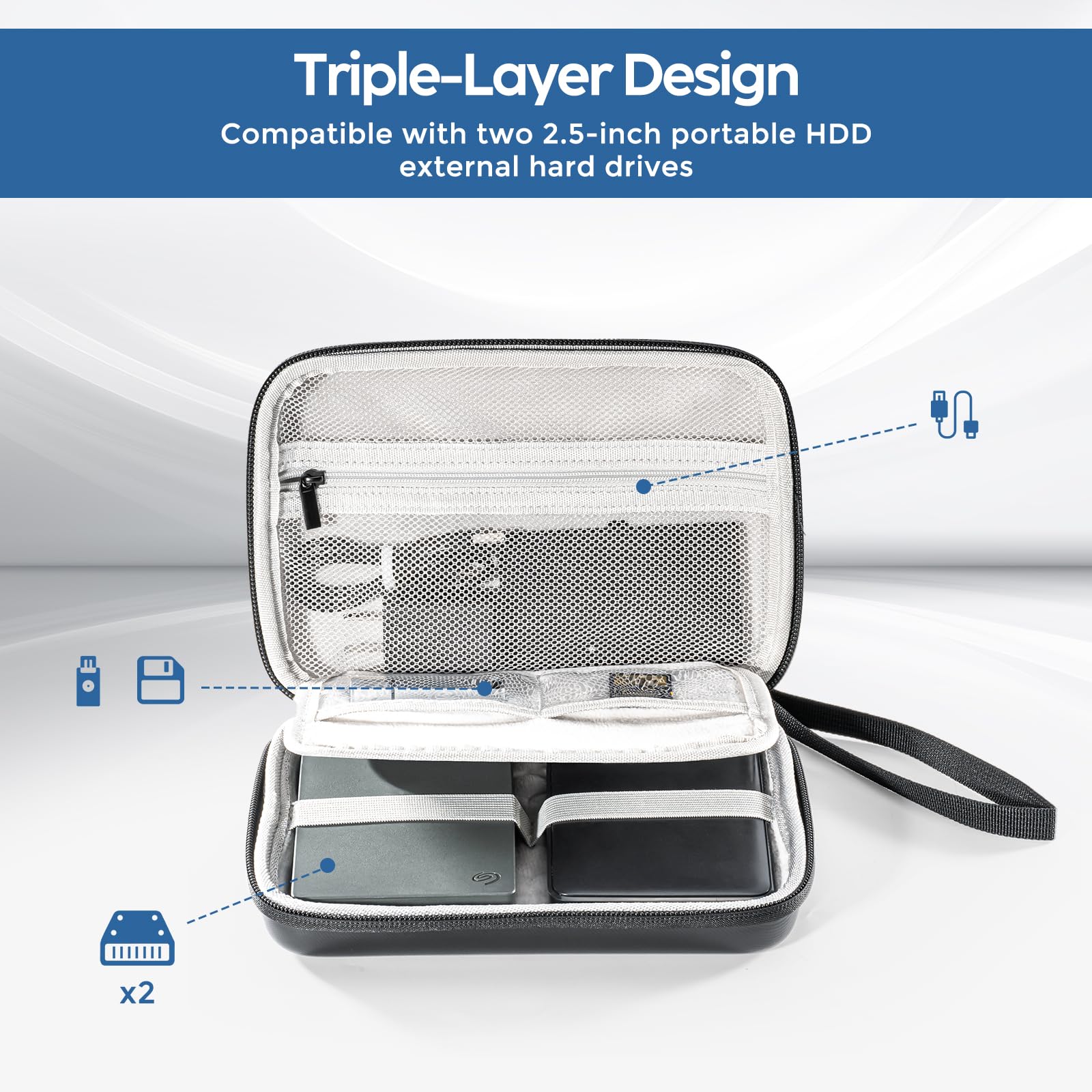 Foto 3 pulgar | Funda De Disco Duro Procase Para Canvio Basics Wd Elements 1tb-4t - Venta Internacional.