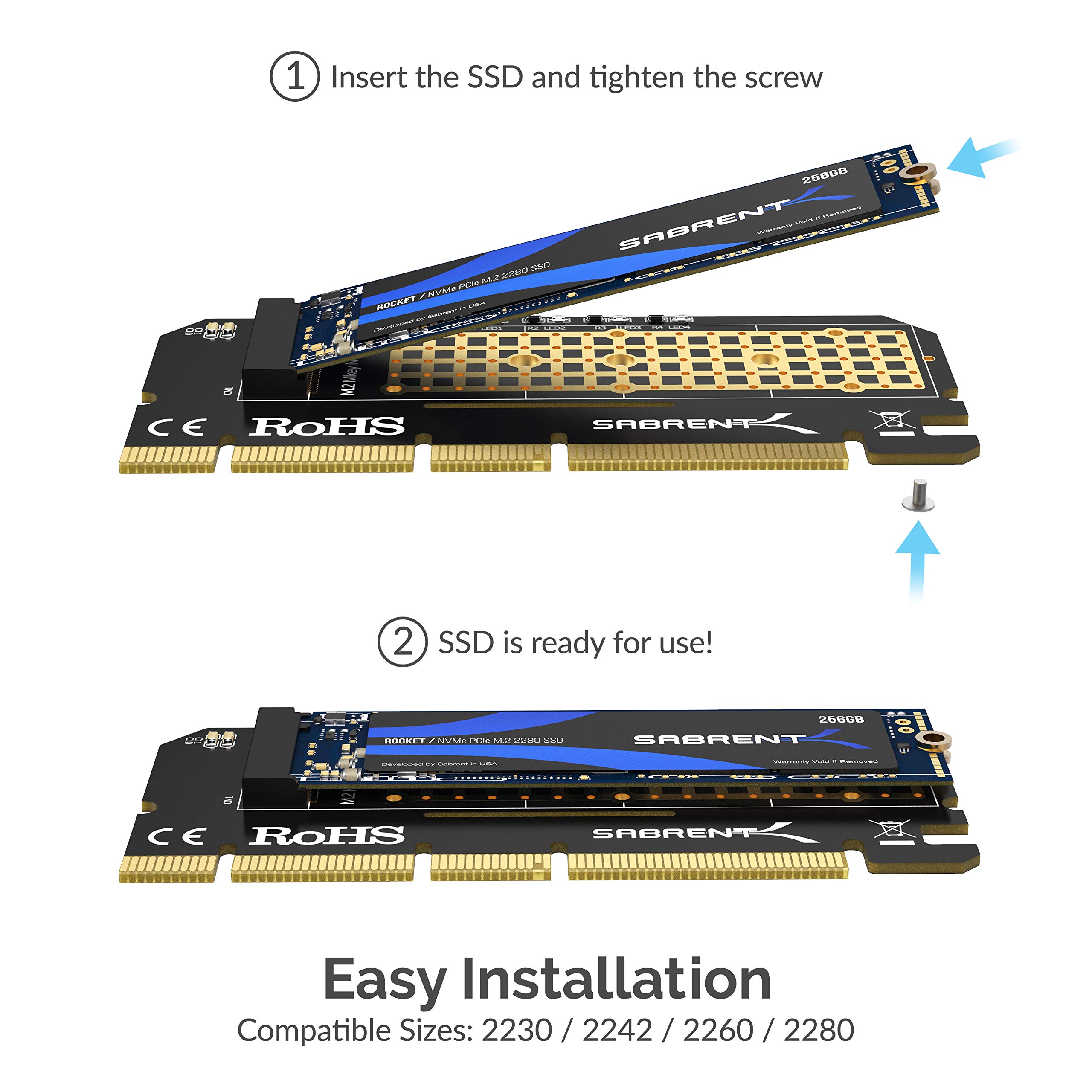 Foto 3 pulgar | Adaptador Ssd Sabrent Nvme M.2 A Pcie X16/x8/x4 Con Disipador De Calor - Venta Internacional.