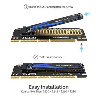 Foto 2 | Adaptador Ssd Sabrent Nvme M.2 A Pcie X16/x8/x4 Con Disipador De Calor - Venta Internacional.