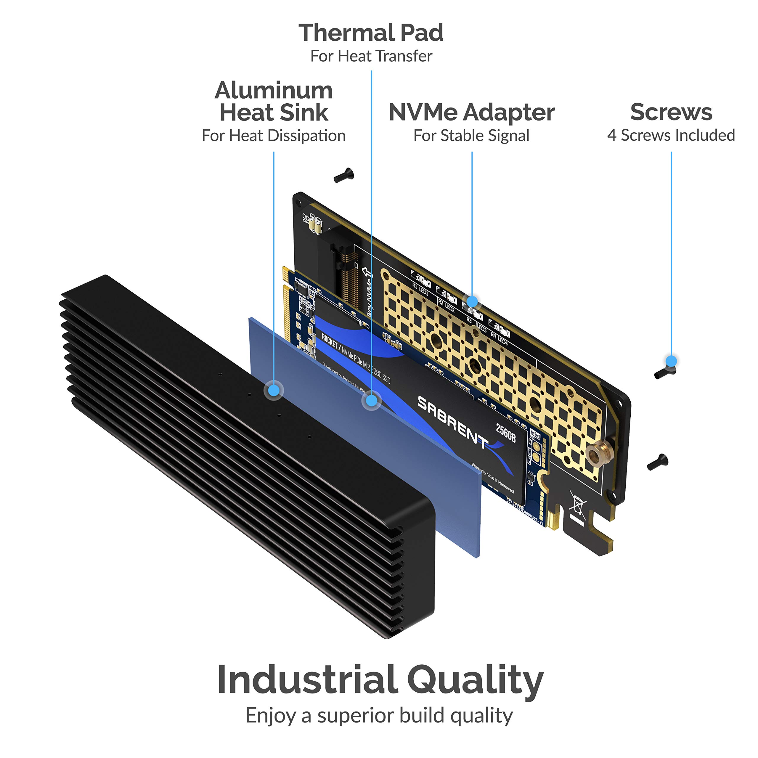 Foto 3 | Adaptador Ssd Sabrent Nvme M.2 A Pcie X16/x8/x4 Con Disipador De Calor - Venta Internacional.