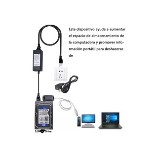 Foto 2 | Adaptador Cable S A T A Conector Usb Disco Duro Eo Safe Imports Esi-20092 Negro