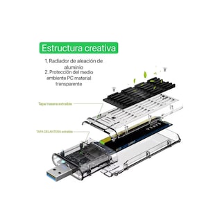 Foto 3 | Carcasa Sdd Disco Duro Usb 3.1 M.2 Nvme Gen2 Adaptador Transparente