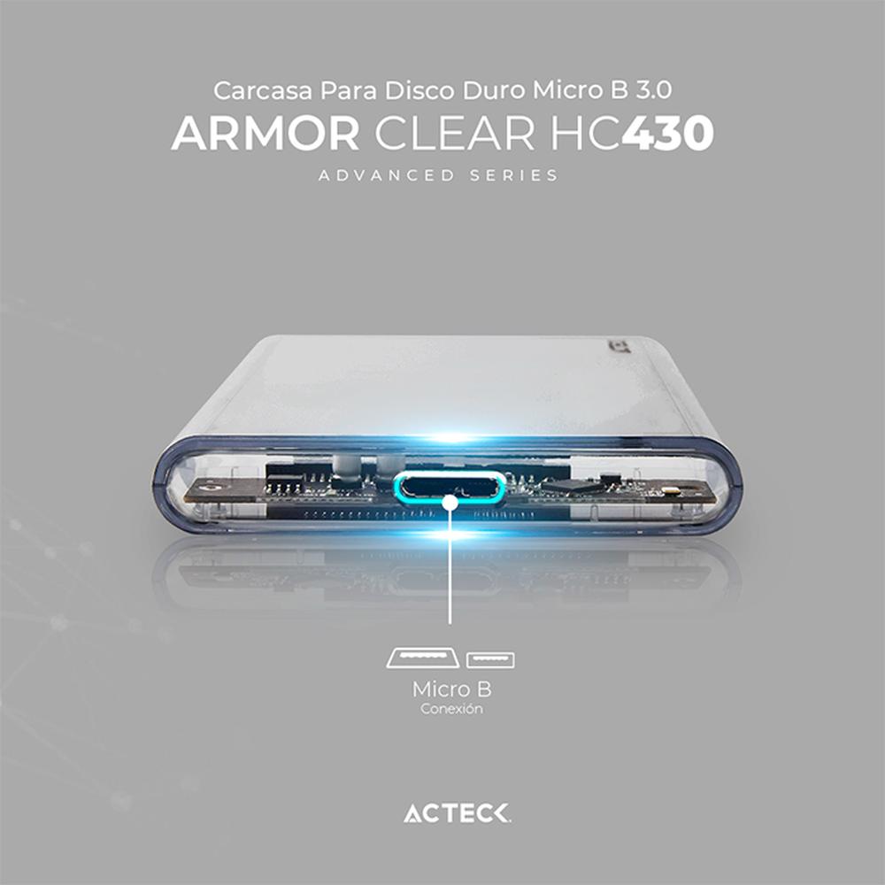 Foto 4 pulgar | Case Enclosure Acteck Armor Clear Hc430 5 Gbps Sata 2.5 Usb Blanco
