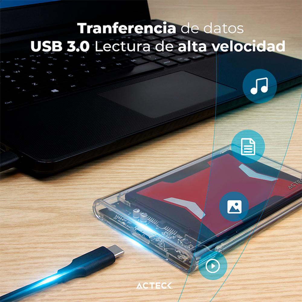 Foto 6 pulgar | Case Enclosure Acteck Armor Clear Hc430 5 Gbps Sata 2.5 Usb Blanco