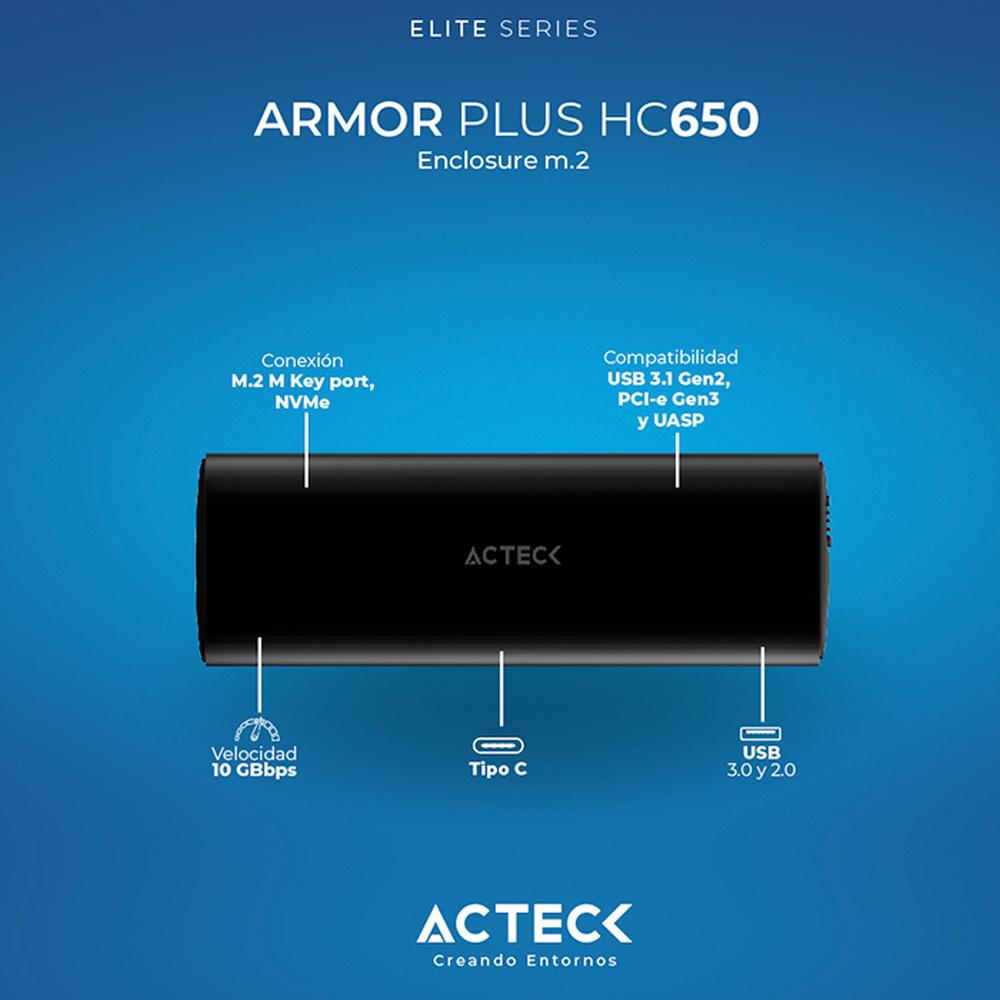 Foto 3 | Case Enclosure Acteck Armor Plus Hc650 10 Gbbps M.2 Usb-c Ac-936460 Color Negro