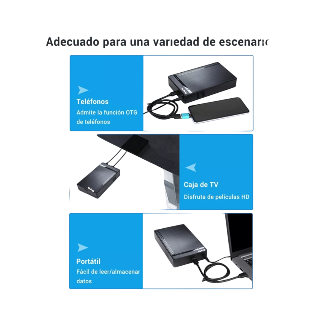 Foto 3 pulgar | Carcasa Disco Duro Usb 3.0 Sata Case 3.5 Y 2.5 Hdd Ssd, Belug  Negro