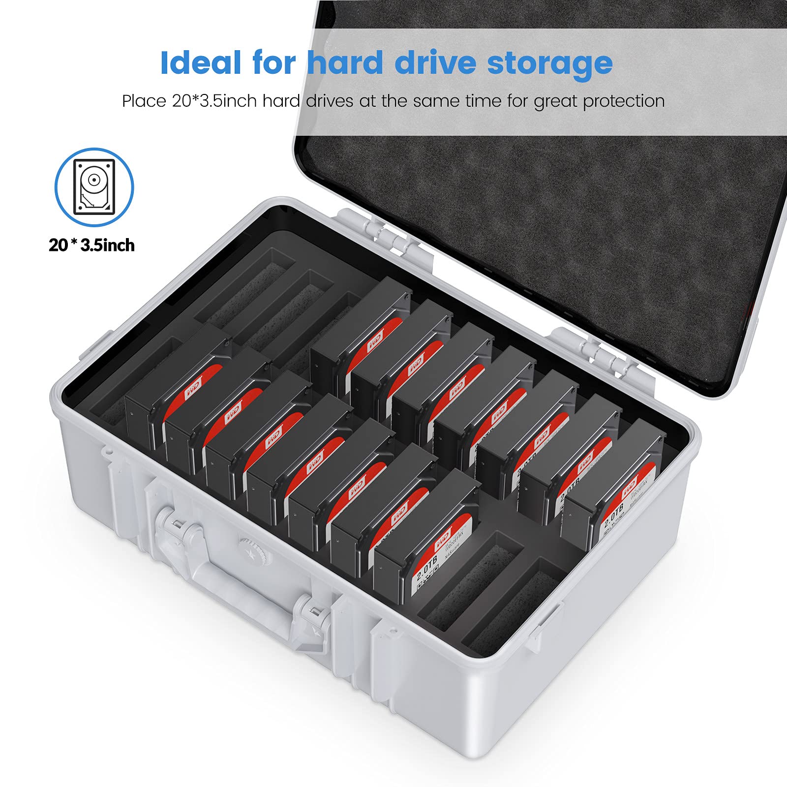 Foto 4 pulgar | Funda Para Disco Duro Orico Hdd/ssd De 3,5 Pulgadas Y 20 Compartimentos, Antichoque E Impermeable - Venta Internacional.