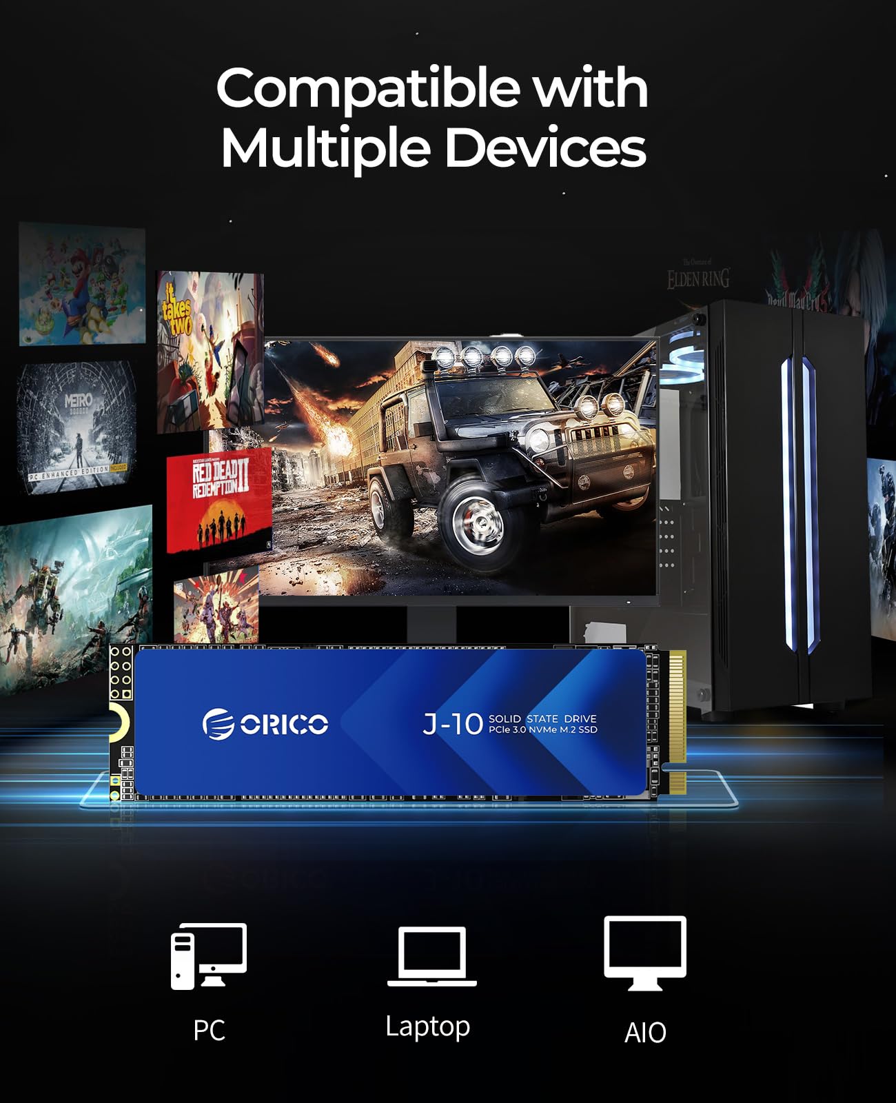 Foto 7 pulgar | Ssd Orico Nvme M.2 De 2 Tb Con Disipador Pcie Gen3x4 2280 J10 - Venta Internacional.