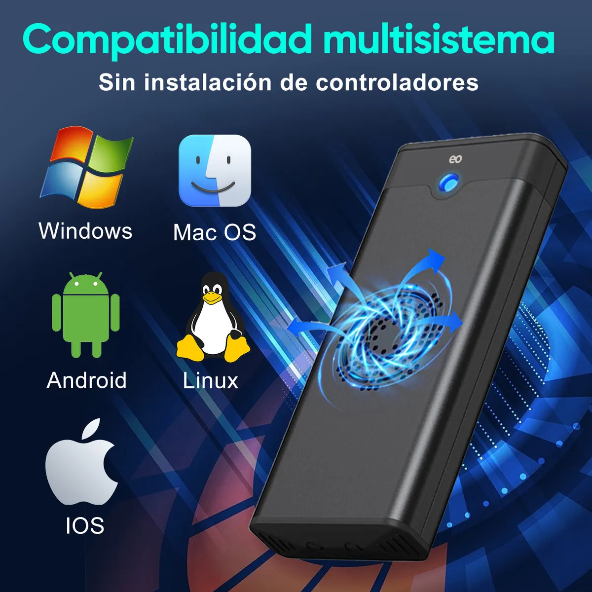 Foto 4 pulgar | Disipación Calor Carcasa Disco Duro Ssd M.2 Con Ventilador Eo Safe Imports Esi-19766 Negro