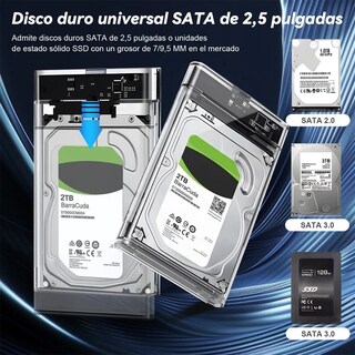Foto 2 | 2pcs Carcasa Disco Duro Ssd Con Conexión Usb 3.0 Eo Safe Imports Esi-20088 Transparente