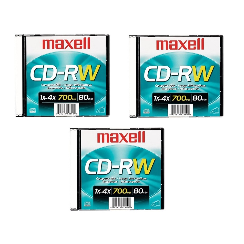 Foto 2 pulgar | Disco Compacto Regrabable Maxell Cd-rw - 4x - 3 Piezas - 630010