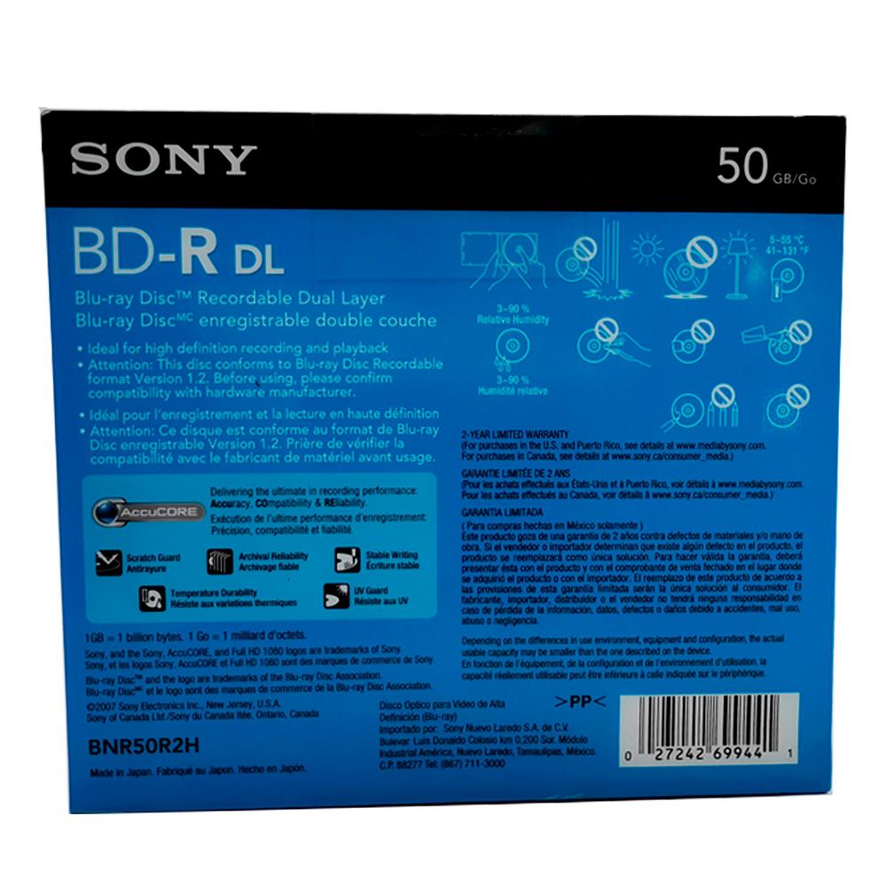 Foto 3 pulgar | Disco Sony Blu-ray 50gb Virgen 1 Pieza Bnr50r2h