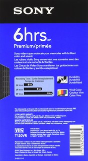 Foto 2 | Videocasete Vhs Sony T120v Premium Grade 6 Horas - Venta Internacional.