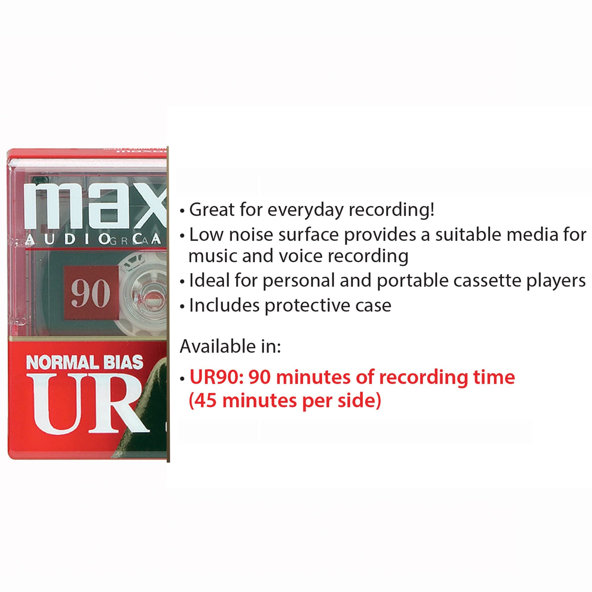 Foto 5 | Cinta De Casete Para Grabación De Audio Maxell Ur 90 Normal Bias, Paquete De 5 - Venta Internacional.