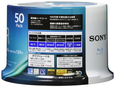 Foto 2 | Disco Blu-ray De 50 Gb, Grabable 4 Veces, Paquete De 50 Hojas Sony - Venta Internacional.