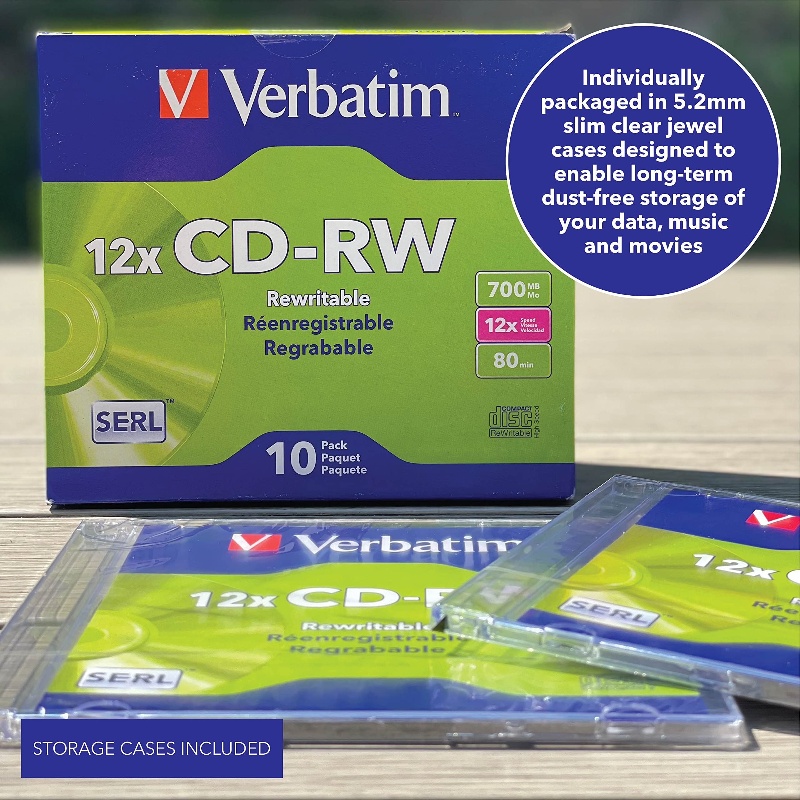 Foto 5 | Estuches Slim Jewel Para Cd-rw Verbatim  700 Mb  4 X 12 Unidades  10 Discos - Venta Internacional.
