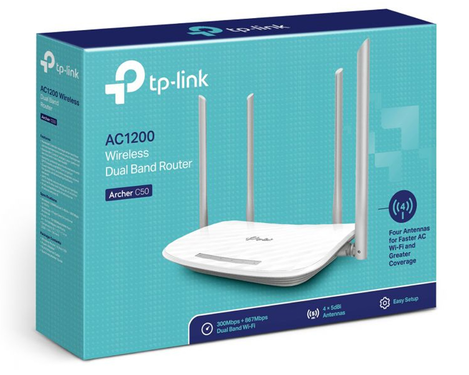 Foto 4 pulgar | Router Tp-link Archer C50 Banda Dual 2.4/5 Ghz 4 Antenas Blanco