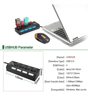 Foto 7 | Hub 2.0 Usb de 4 Puertos Ele-gate Hub13 color Negro