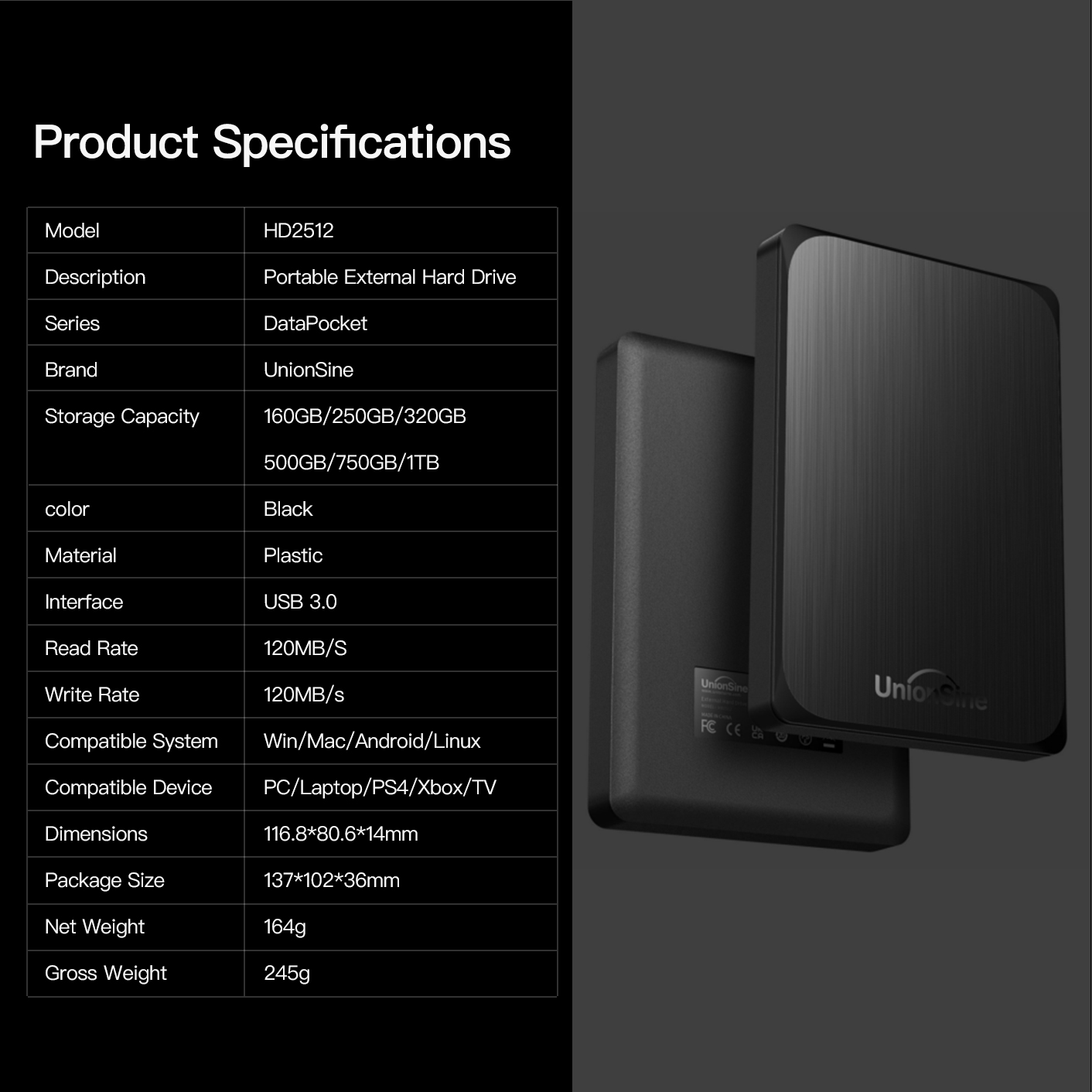 Foto 7 pulgar | Unionsine Portable External Hdd Unionsine 500gb Usb 3.0