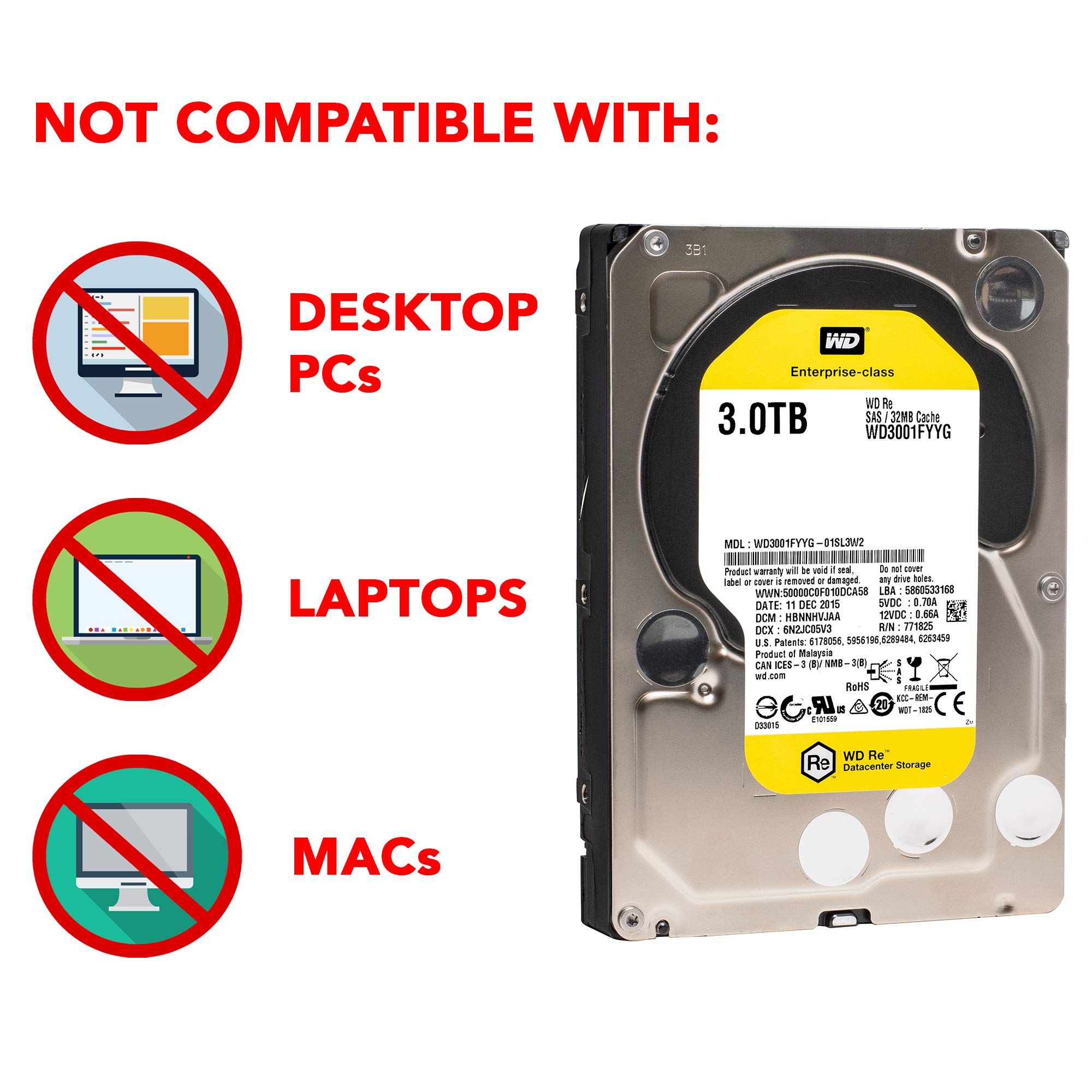 Foto 2 | Disco Duro Western Digital Re Wd3001fyyg 3 Tb Sas 6 Gb/s - Venta Internacional.