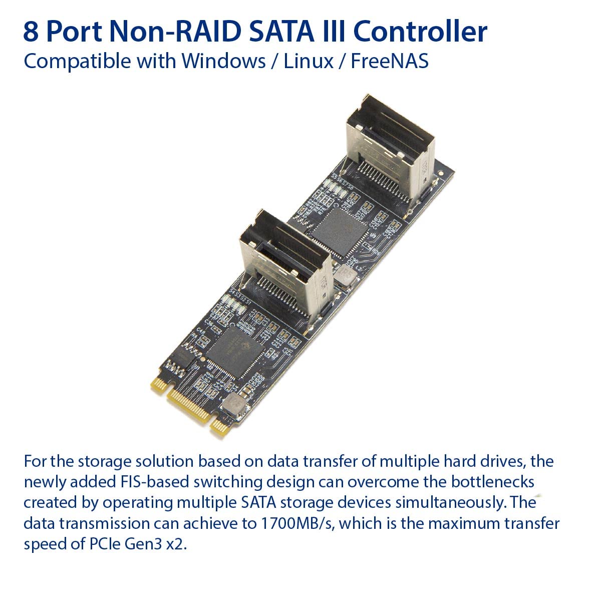 Foto 3 pulgar | Adaptador Io Crest Sata Iii De 8 Puertos Sin Raid De 6 Gbp/s A M.2 - Venta Internacional.