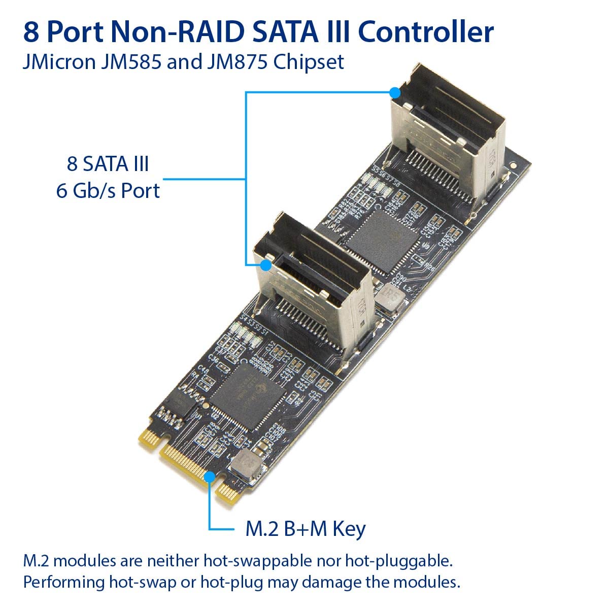 Foto 6 pulgar | Adaptador Io Crest Sata Iii De 8 Puertos Sin Raid De 6 Gbp/s A M.2 - Venta Internacional.