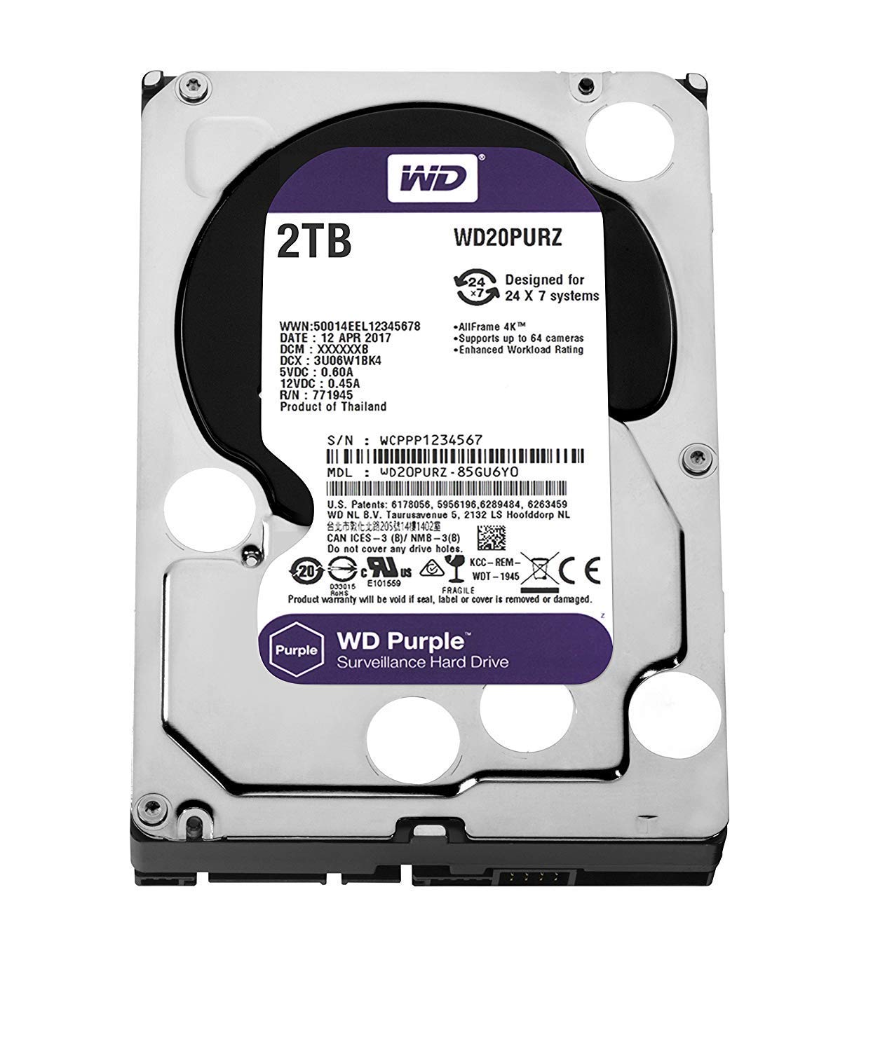 Unidad De Disco Duro Surveillance Western Digital Wd Purple De 2 Tb - Venta Internacional.