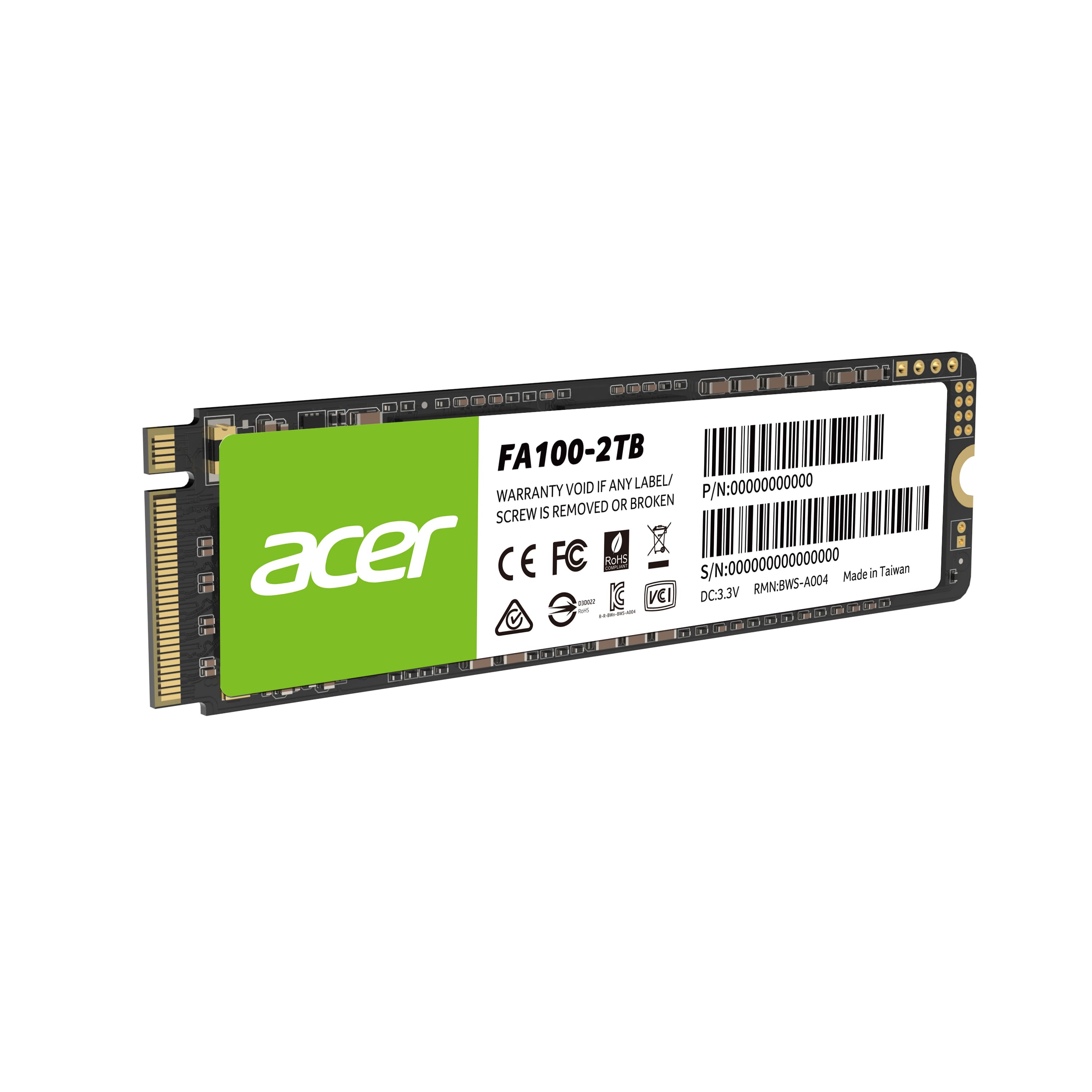 Foto 3 pulgar | Unidad de Estado Sólido Acer Fa100 De 2 Tb M2 2280 Nvme Pcie Gen 3x4 3300/2700 Mb/s