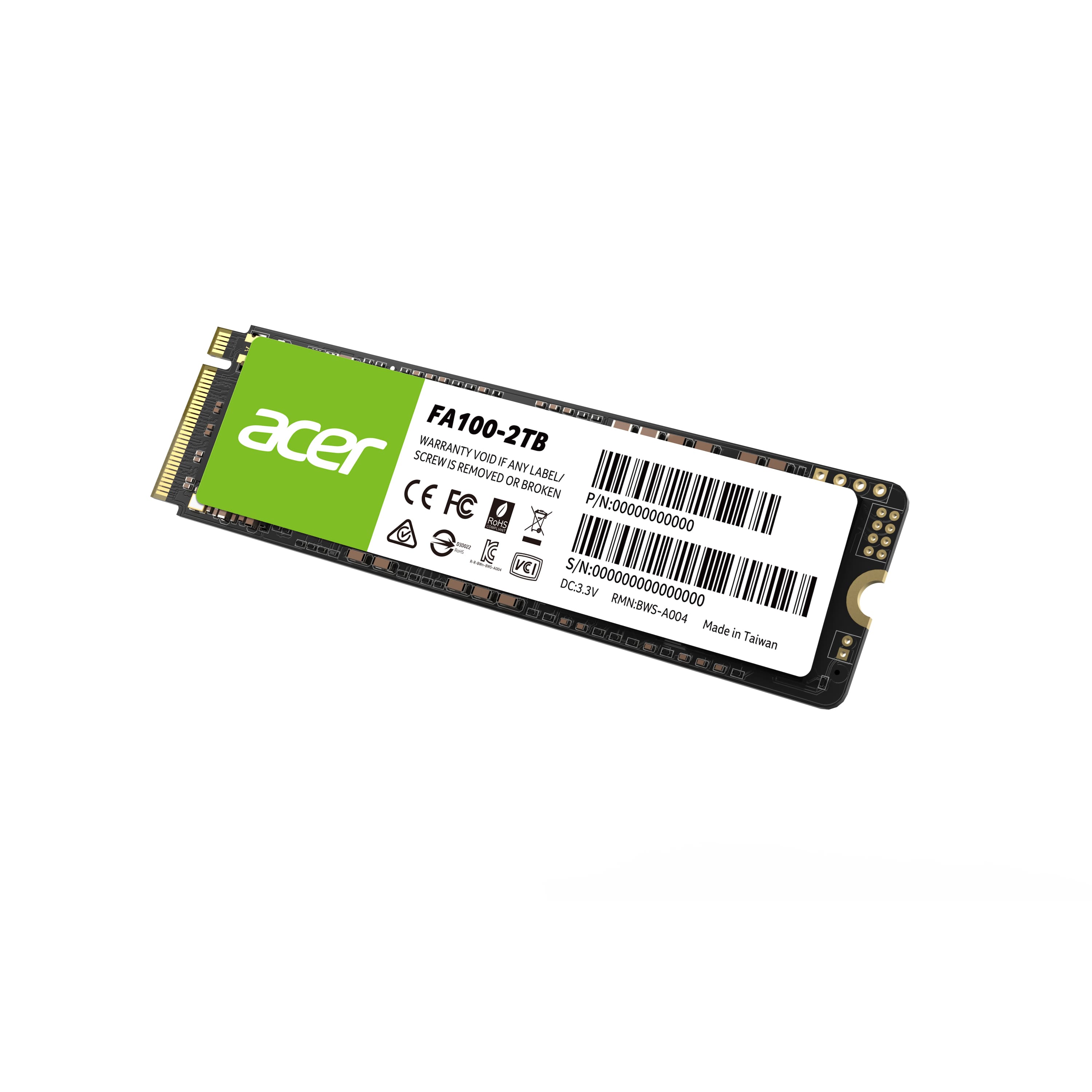 Foto 4 pulgar | Unidad de Estado Sólido Acer Fa100 De 2 Tb M2 2280 Nvme Pcie Gen 3x4 3300/2700 Mb/s