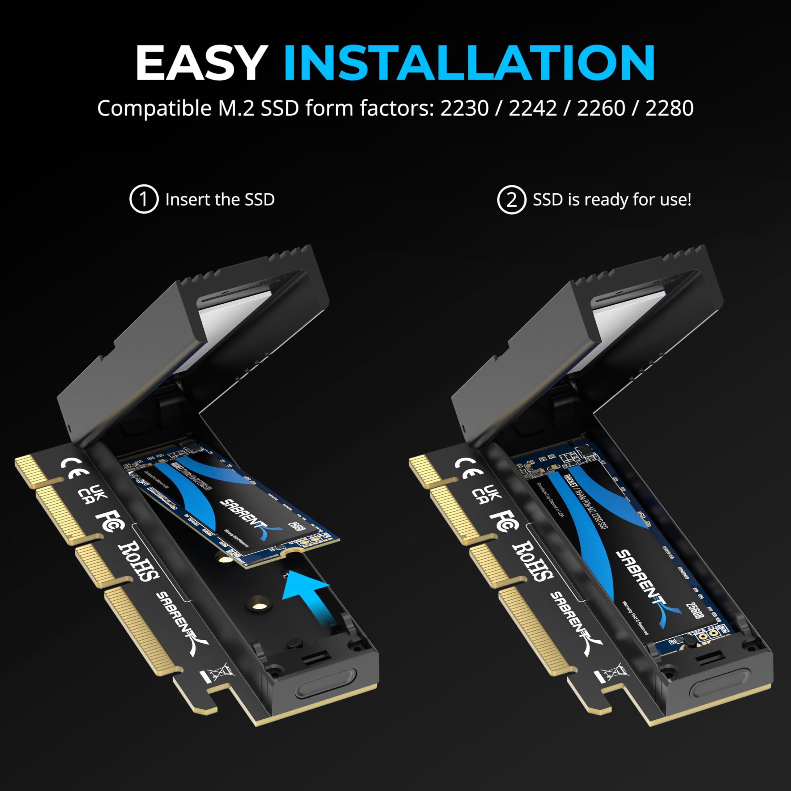 Foto 3 pulgar | Adaptador Ssd Sabrent M.2 Nvme A Pcie X16 Con Disipador Térmico De Aluminio - Venta Internacional.