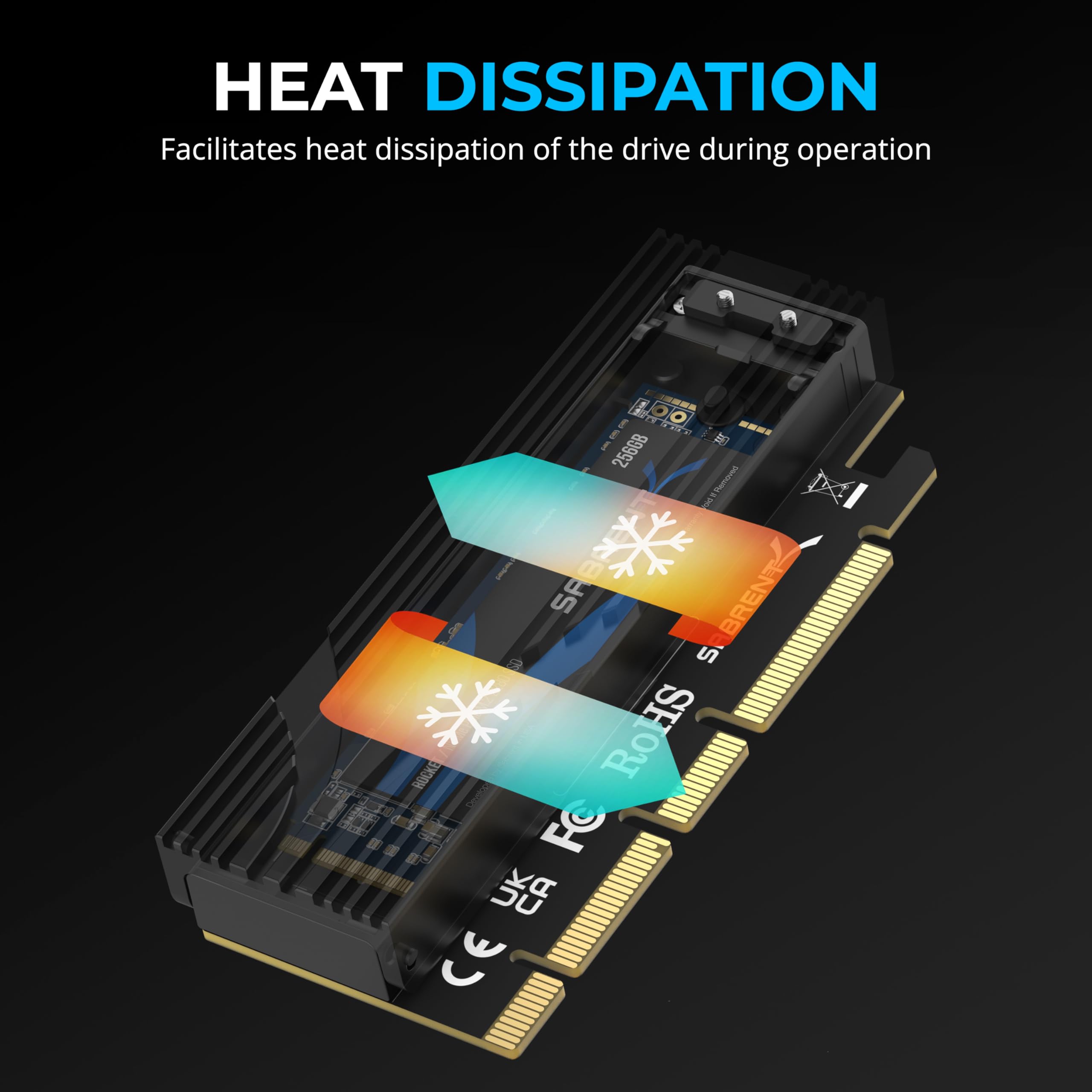 Foto 6 pulgar | Adaptador Ssd Sabrent M.2 Nvme A Pcie X16 Con Disipador Térmico De Aluminio - Venta Internacional.
