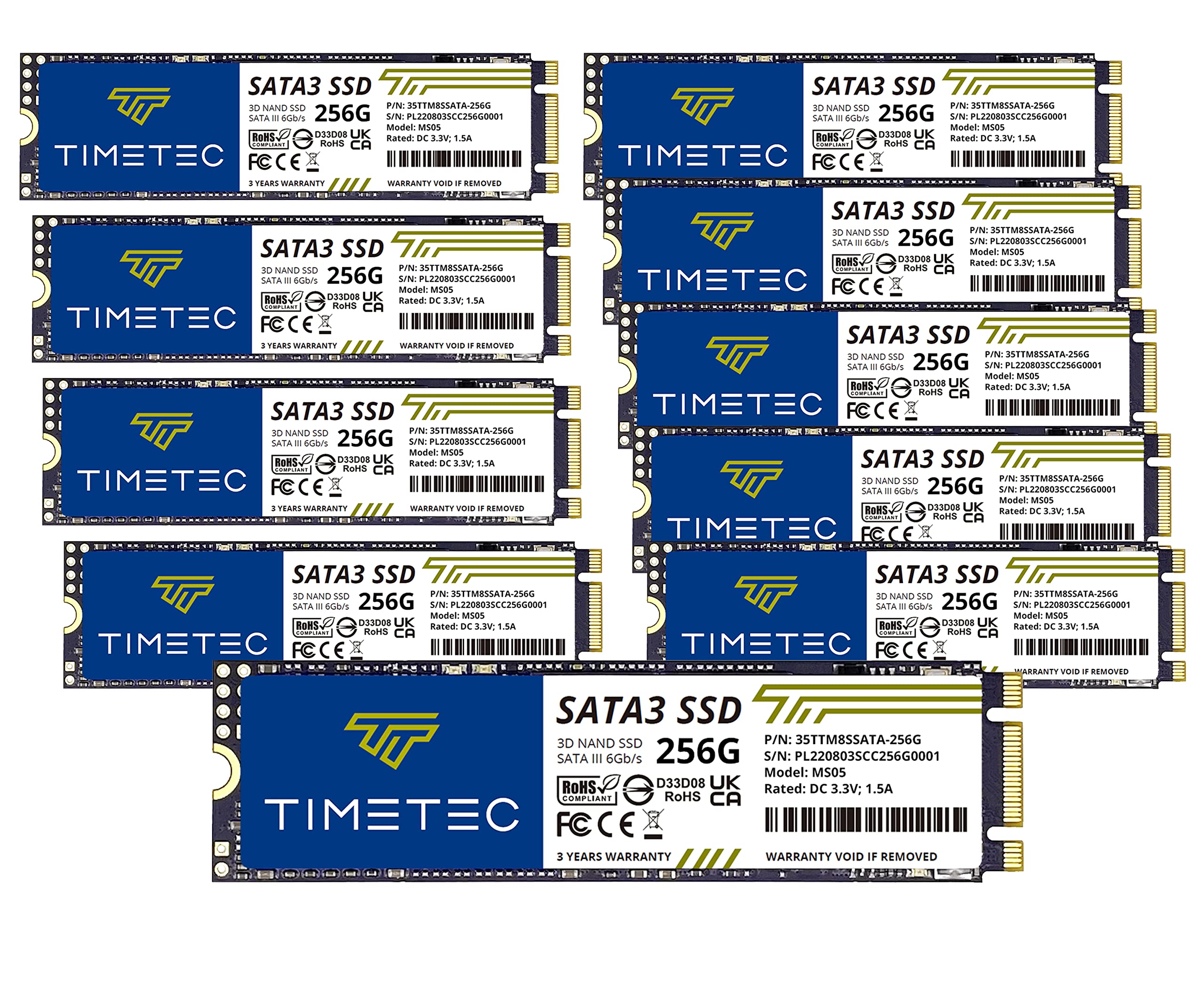 Foto 2 pulgar | Ssd Timetec 256 Gb X10 (paquete De 10) 3d Nand Tlc Sata Iii M.2 2280 - Venta Internacional.