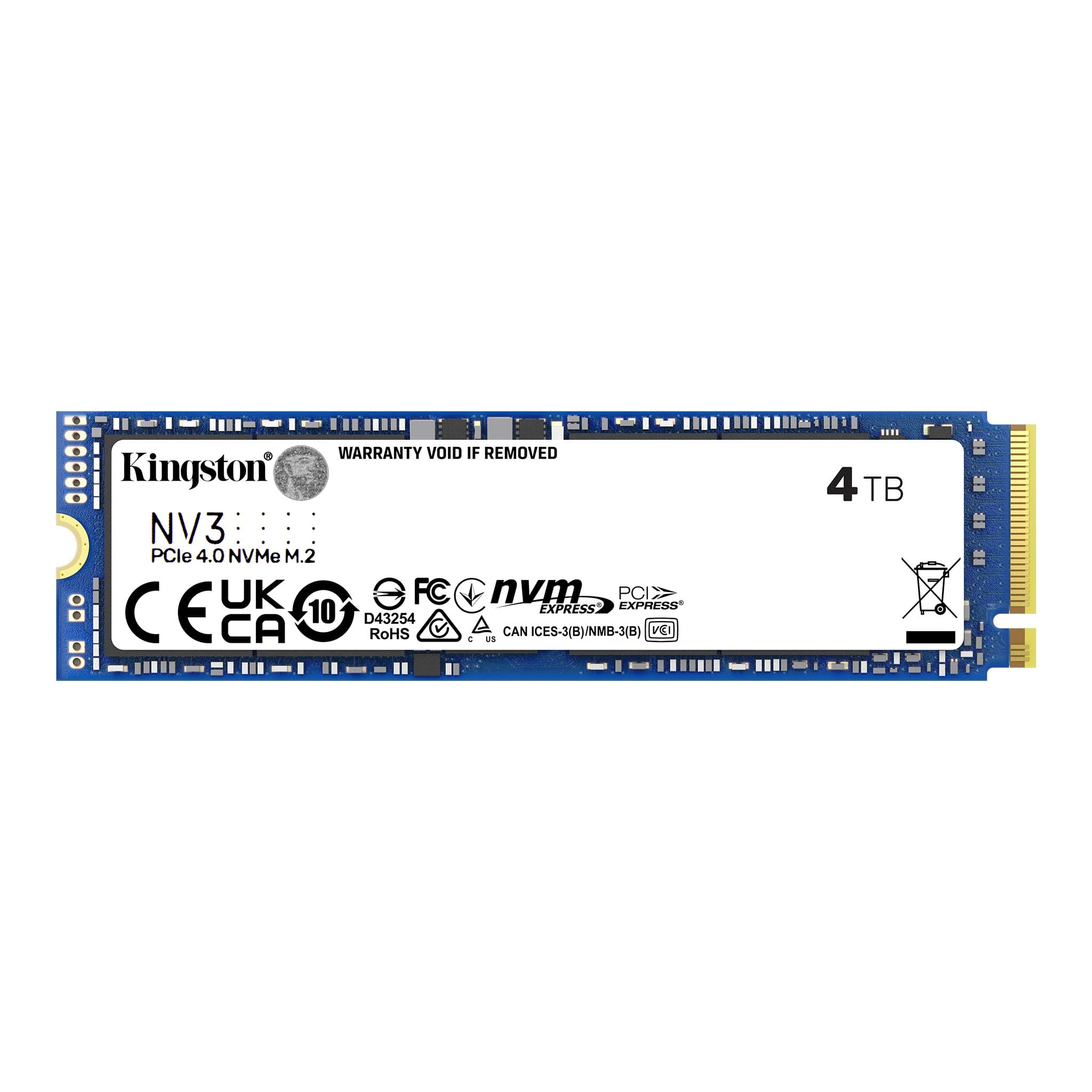 Unidad De Estado Sólido Kingston Nv3 De 4 Tb, M2 2280, Nvme Pcie Gen 4x4, 6000/5000 Mb/s