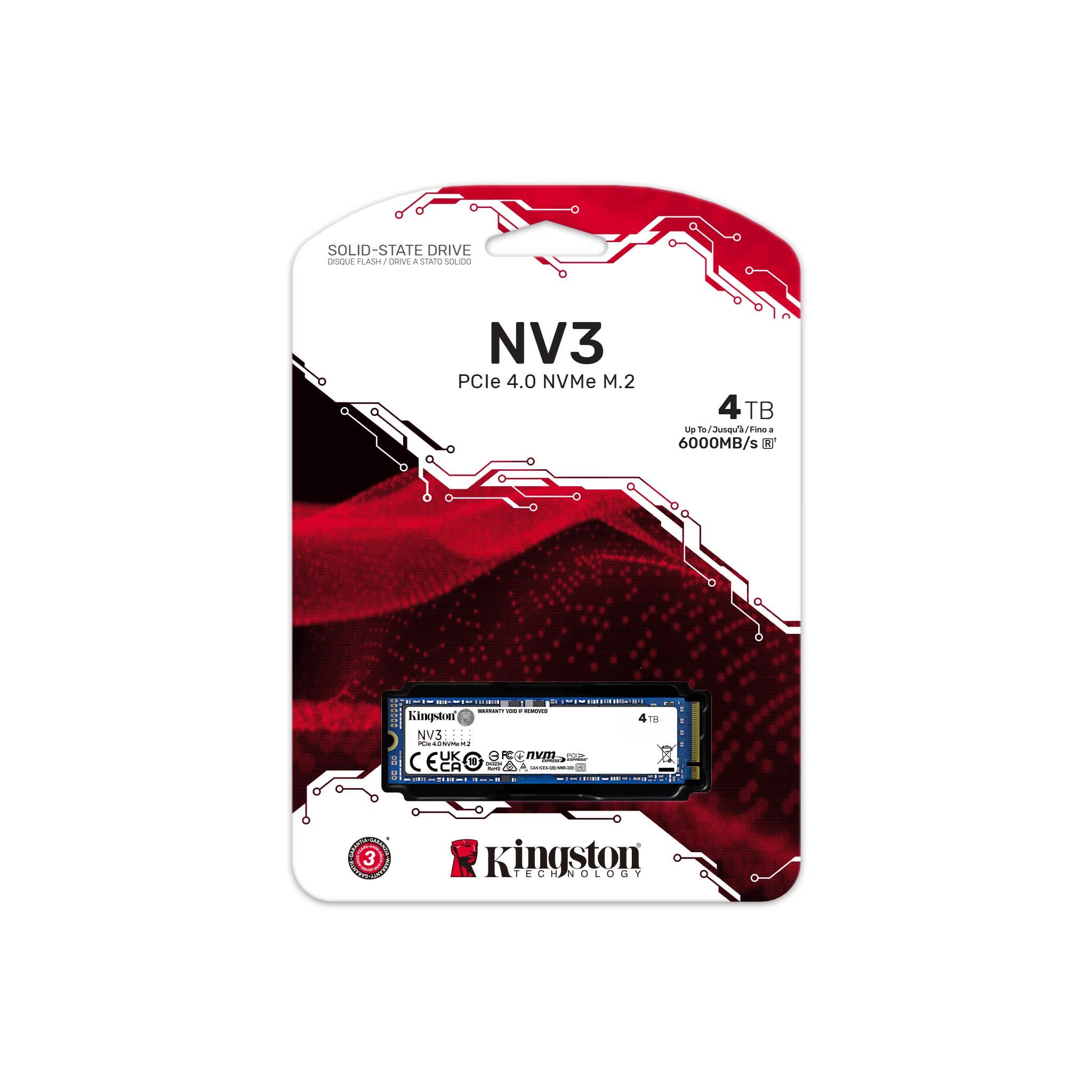 Foto 4 pulgar | Unidad De Estado Sólido Kingston Nv3 De 4 Tb, M2 2280, Nvme Pcie Gen 4x4, 6000/5000 Mb/s